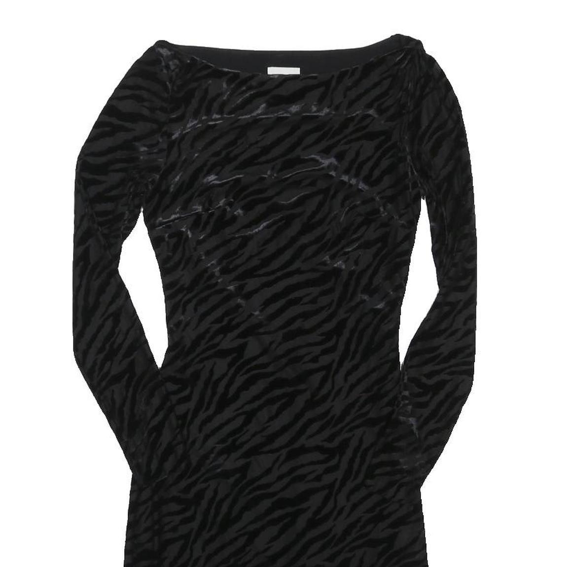 REISS Womens Black Zebra Print Day Dress Polyester Blend Long Sleeve Midi UK 4