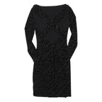 REISS Womens Black Zebra Print Day Dress Polyester Blend Long Sleeve Midi UK 4