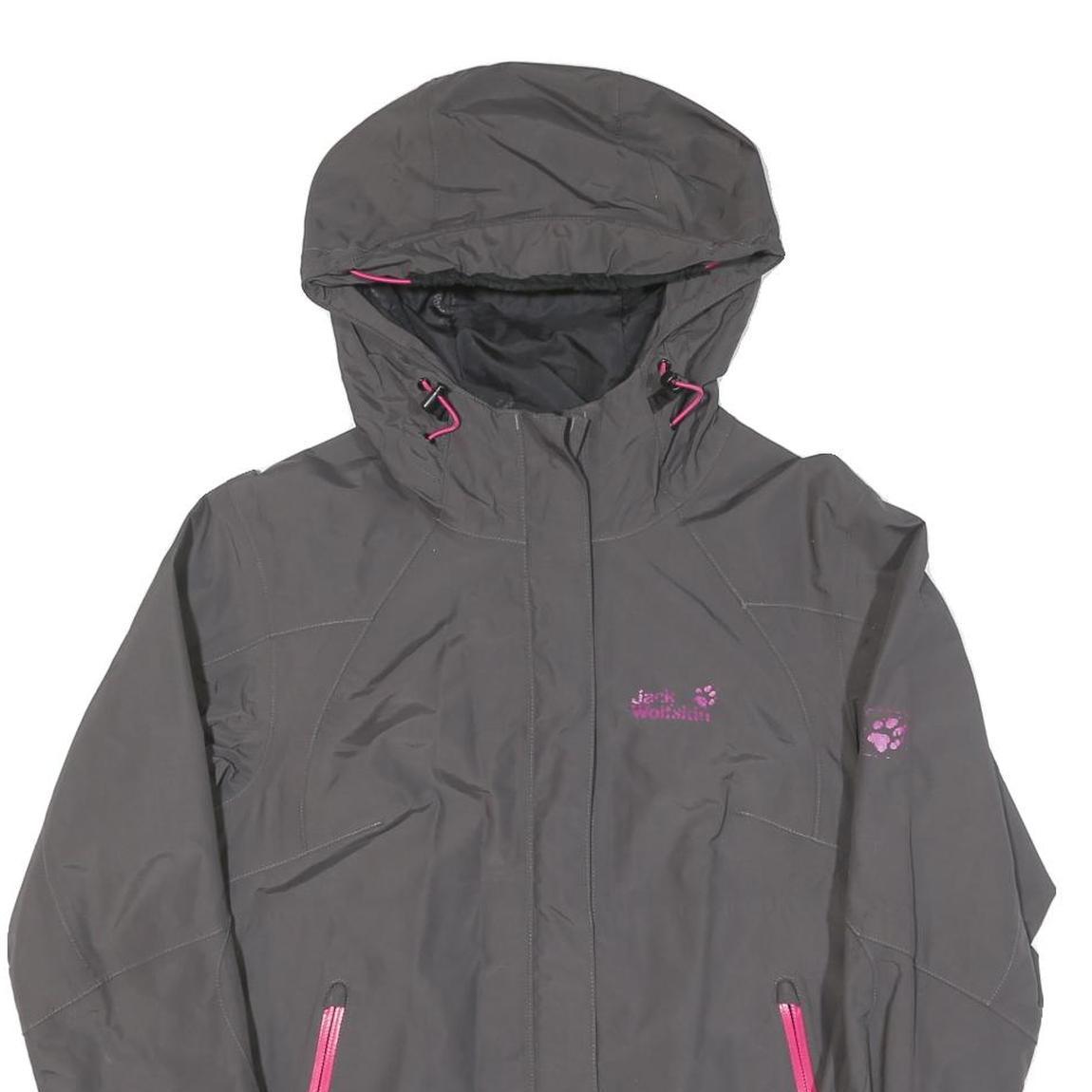 JACK WOLFSKIN Womens Grey Outdoor Jacket UK 10 Polyester Blend Zip Hooded