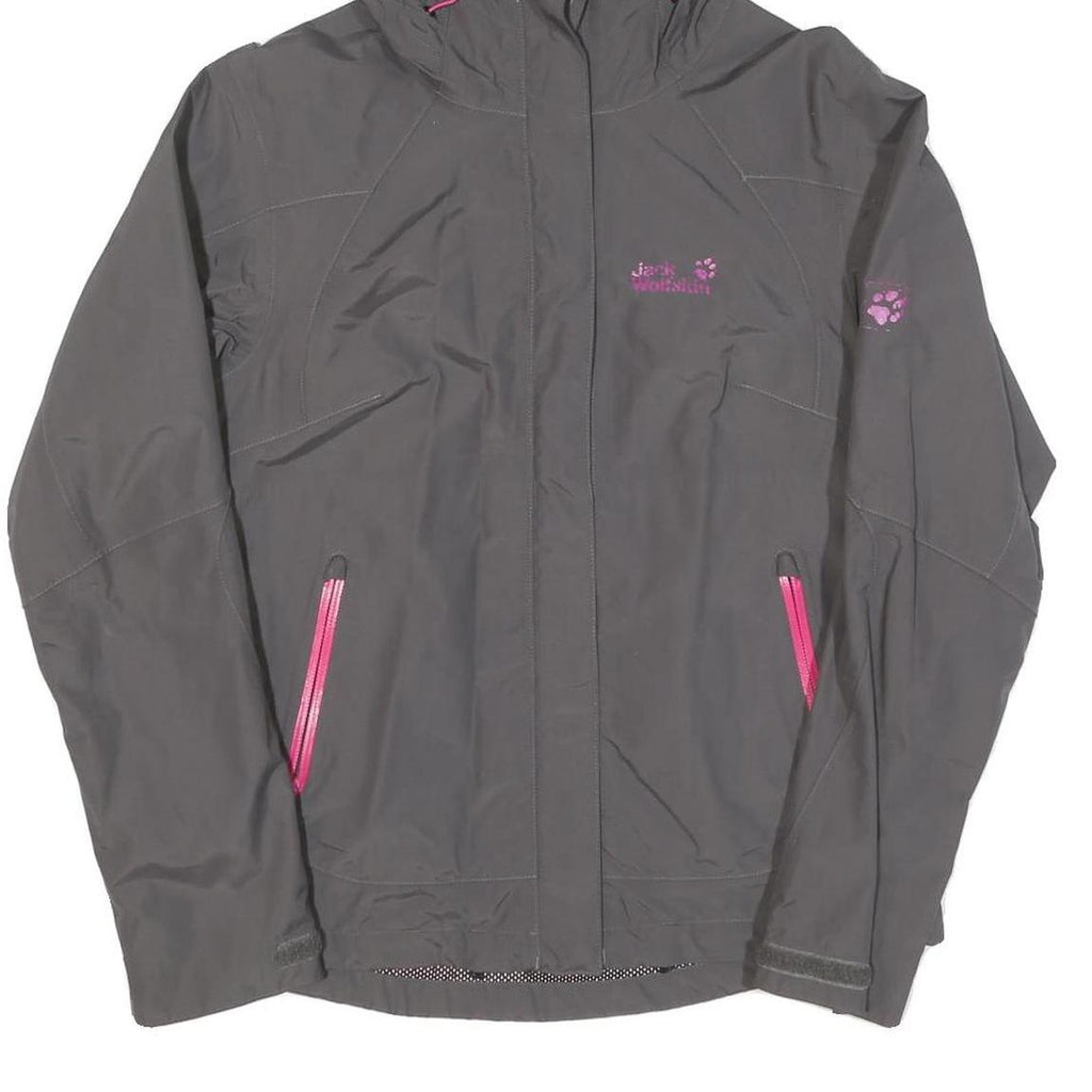 JACK WOLFSKIN Womens Grey Outdoor Jacket UK 10 Polyester Blend Zip Hooded