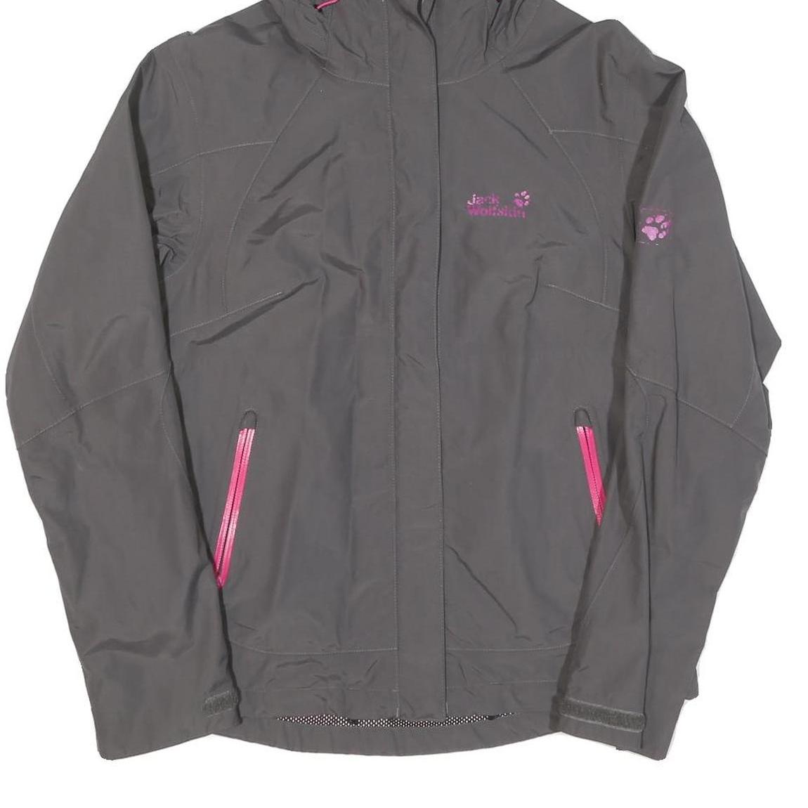 JACK WOLFSKIN Womens Grey Outdoor Jacket UK 10 Polyester Blend Zip Hooded