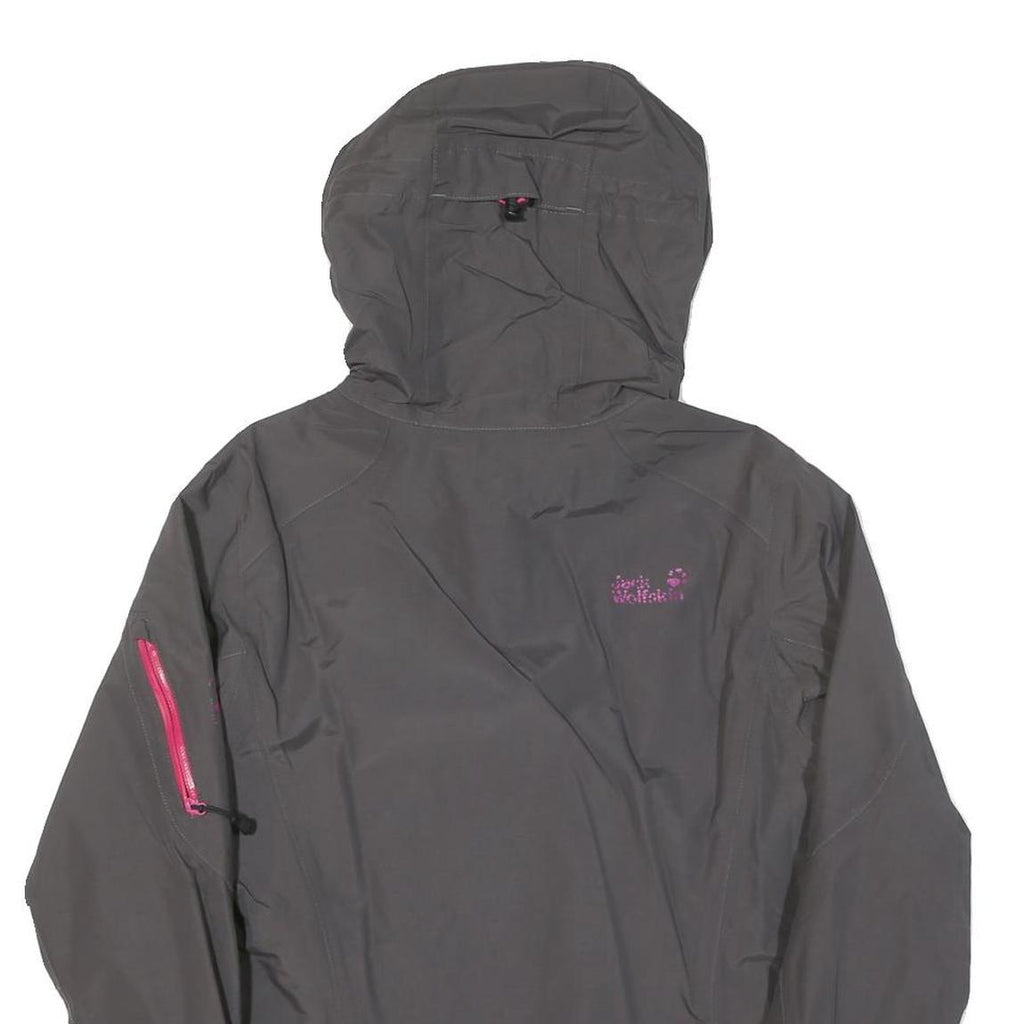 JACK WOLFSKIN Womens Grey Outdoor Jacket UK 10 Polyester Blend Zip Hooded