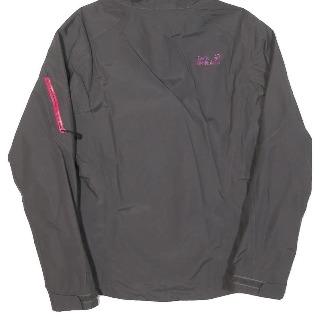 JACK WOLFSKIN Womens Grey Outdoor Jacket UK 10 Polyester Blend Zip Hooded