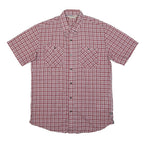 REGATTA Mens Red & White Checked Shirt M Cotton Blend Button Short Sleeve Casual