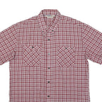 REGATTA Mens Red & White Checked Shirt M Cotton Blend Button Short Sleeve Casual