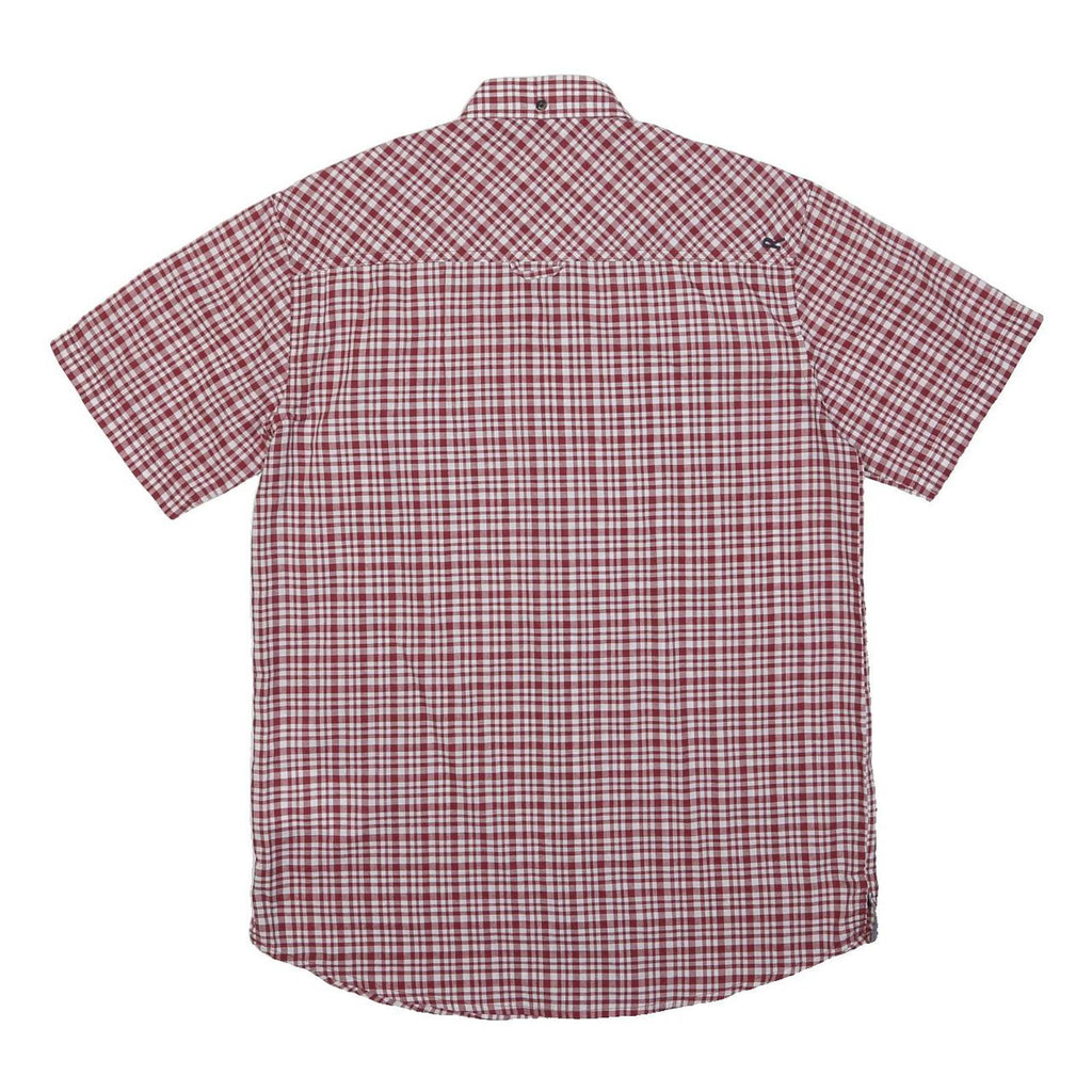 REGATTA Mens Red & White Checked Shirt M Cotton Blend Button Short Sleeve Casual