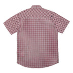 REGATTA Mens Red & White Checked Shirt M Cotton Blend Button Short Sleeve Casual