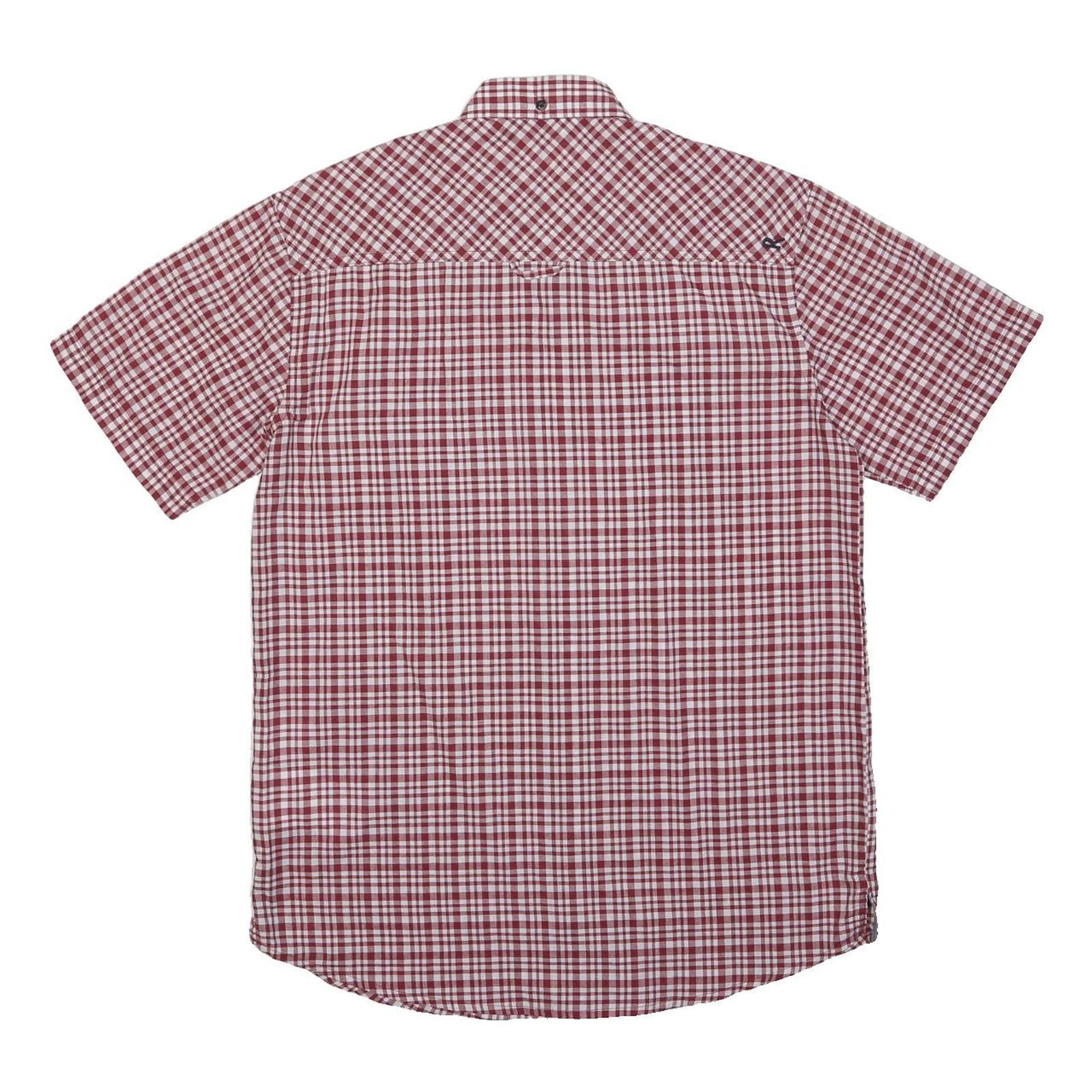 REGATTA Mens Red & White Checked Shirt M Cotton Blend Button Short Sleeve Casual