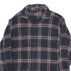 GH BASS Mens Blue & White Checked Cotton Blend Shirt L Casual Long Sleeve