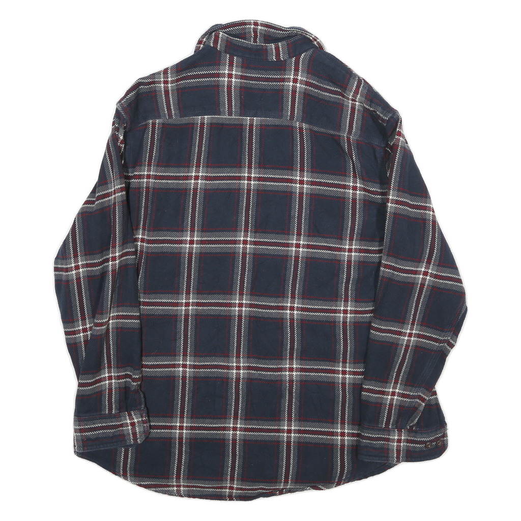 GH BASS Mens Blue & White Checked Cotton Blend Shirt L Casual Long Sleeve