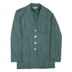 AUTHENTIC Womens Green Linen Blend Jacket XS Button Closure Plain Classic Fit