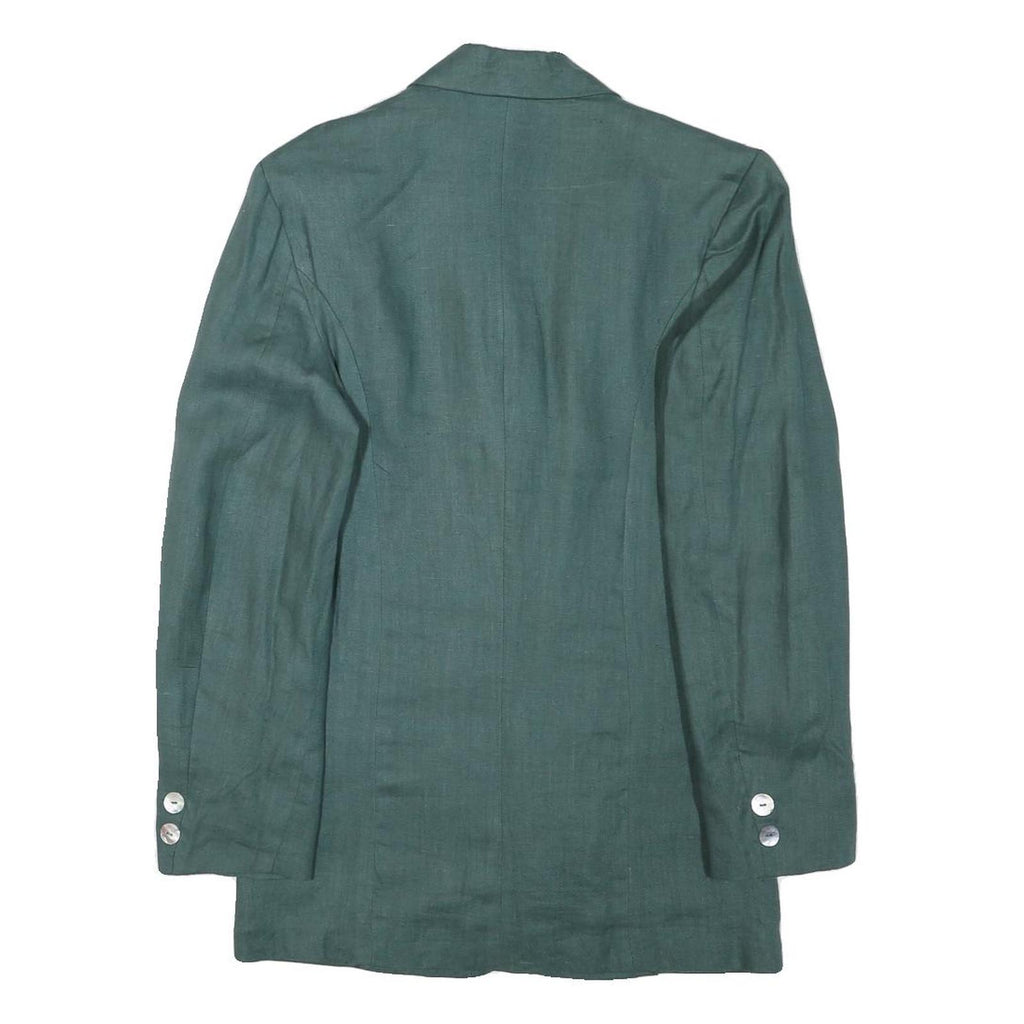 AUTHENTIC Womens Green Linen Blend Jacket XS Button Closure Plain Classic Fit