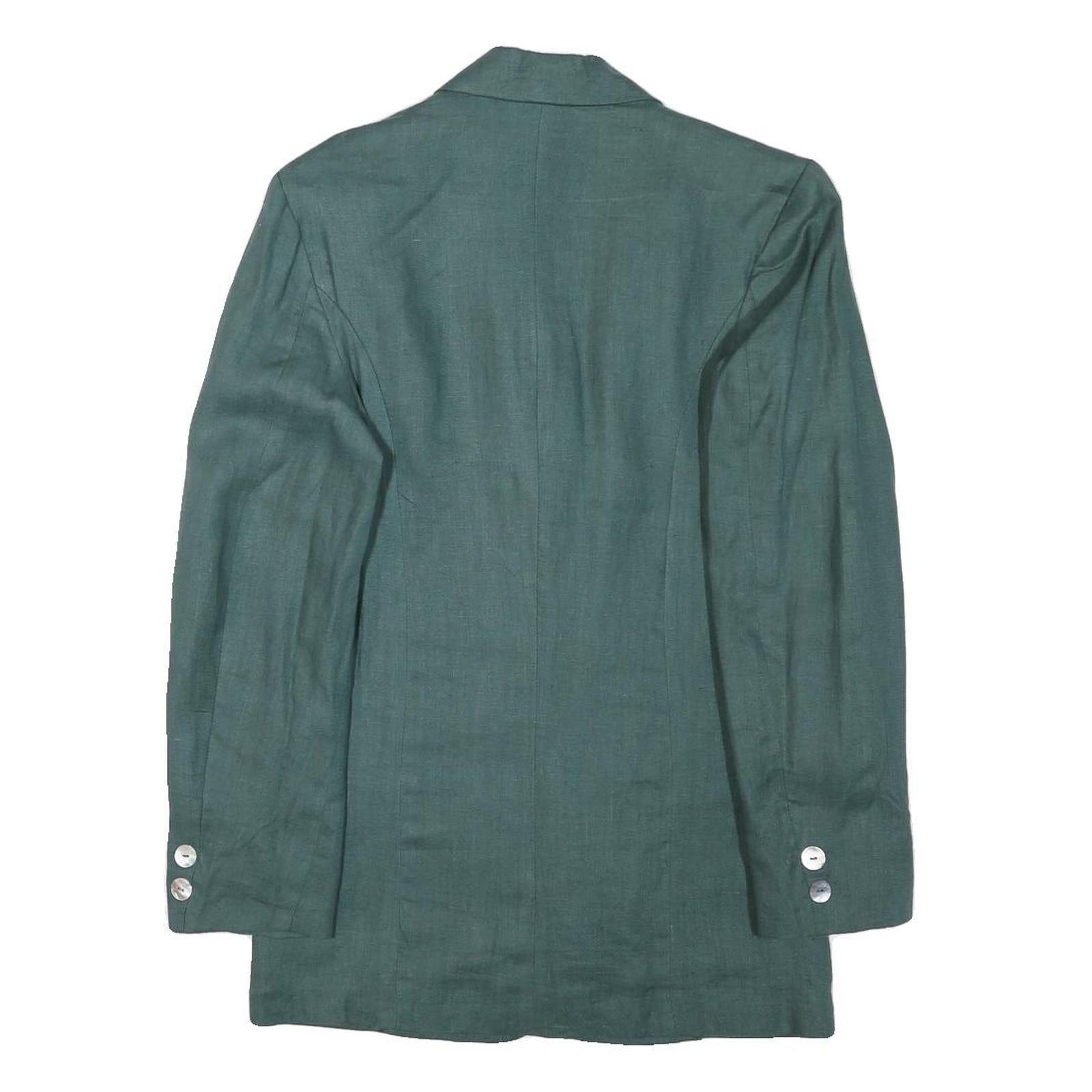 AUTHENTIC Womens Green Linen Blend Jacket XS Button Closure Plain Classic Fit