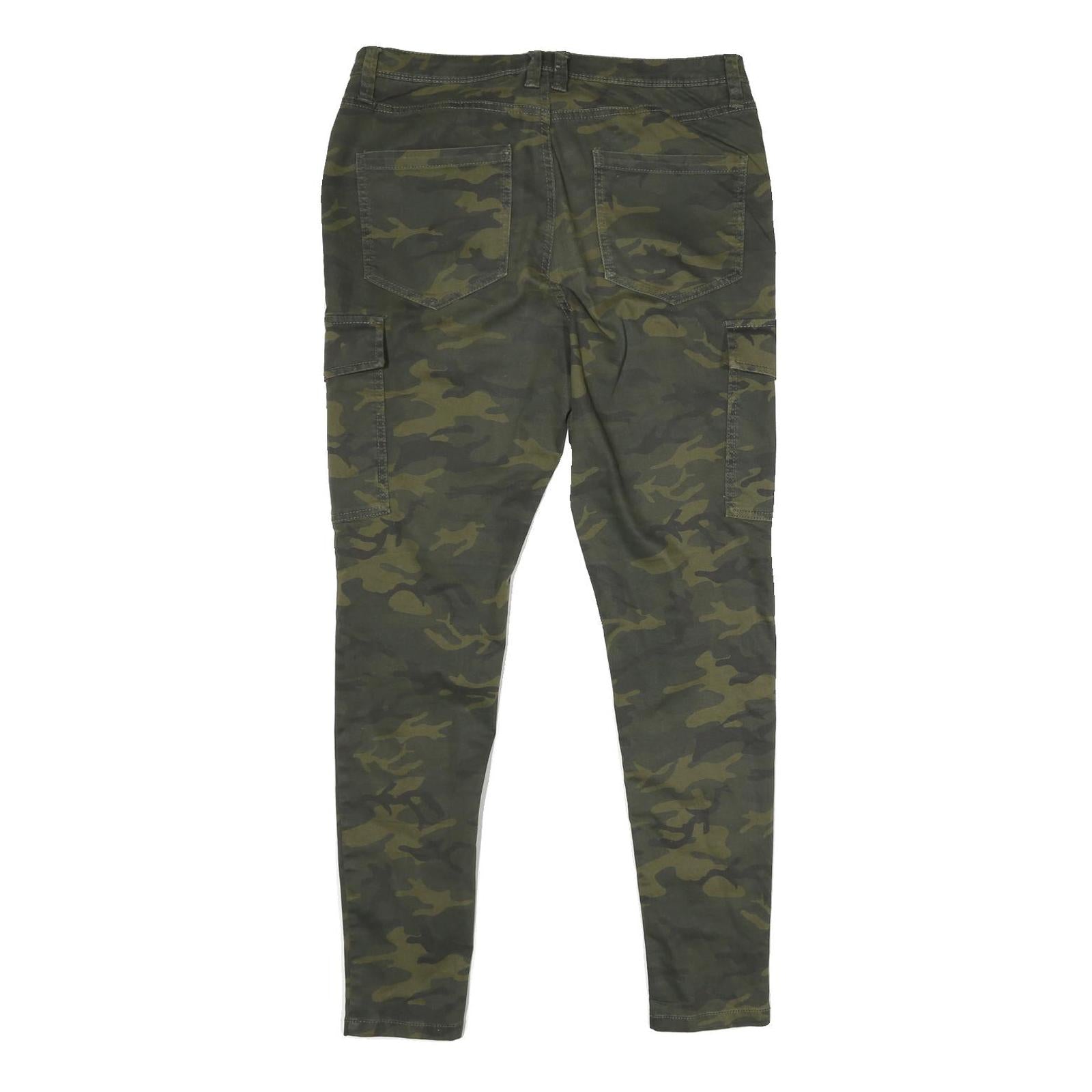 CLOCKHOUSE Womens Slim Camouflage Green Skinny Leg Trousers W32 L29 Cotton Blend