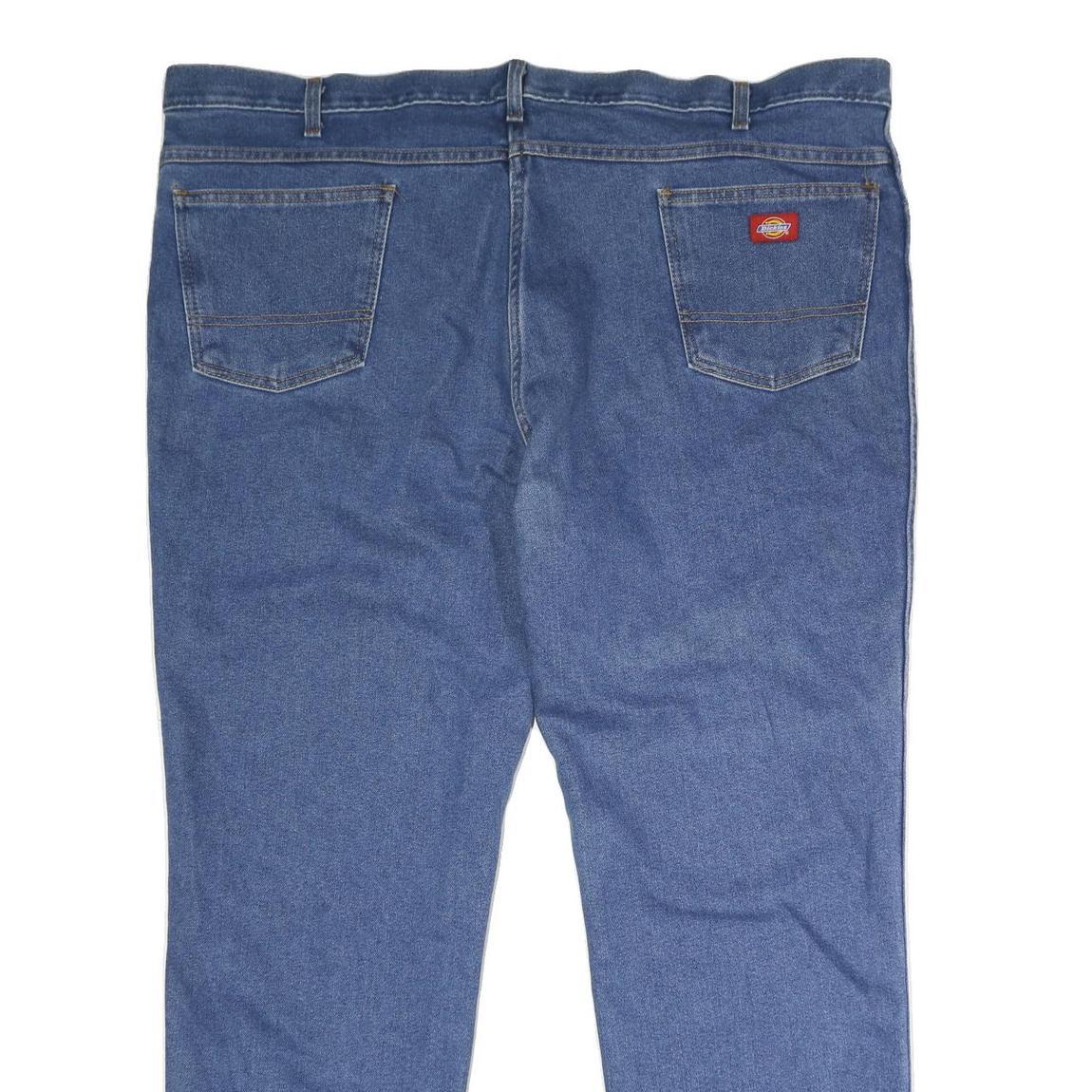 DICKIES Mens Jeans Blue Regular Straight Denim Medium W50 L31 Workwear Button