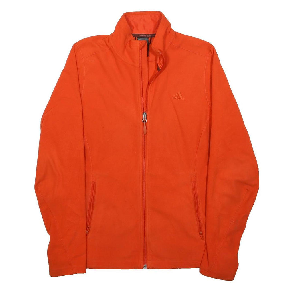 ADIDAS Womens Orange Jacket L Polyester Plain Zip Athletic Fit Casual Activewear