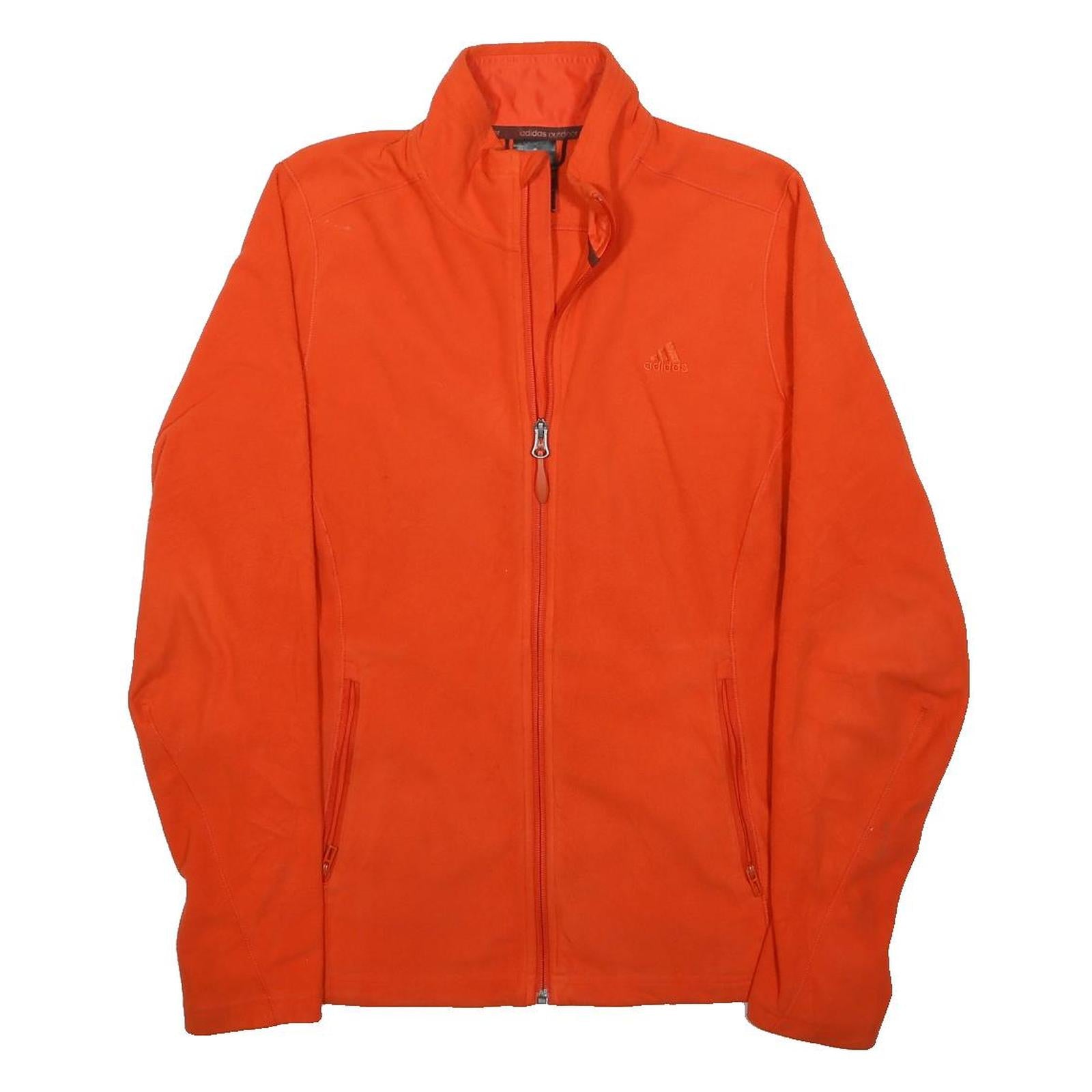ADIDAS Womens Orange Jacket L Polyester Plain Zip Athletic Fit Casual Activewear