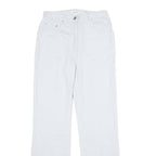 DAMART Womens White Regular Fit Straight Leg Cotton Blend Trousers W26 L29
