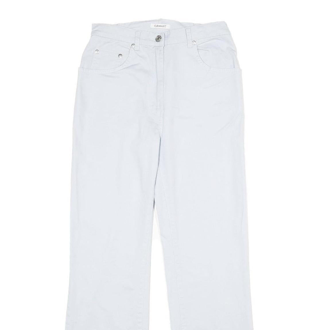 DAMART Womens White Regular Fit Straight Leg Cotton Blend Trousers W26 L29