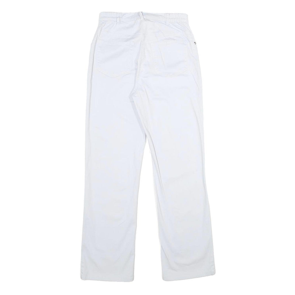 DAMART Womens White Regular Fit Straight Leg Cotton Blend Trousers W26 L29