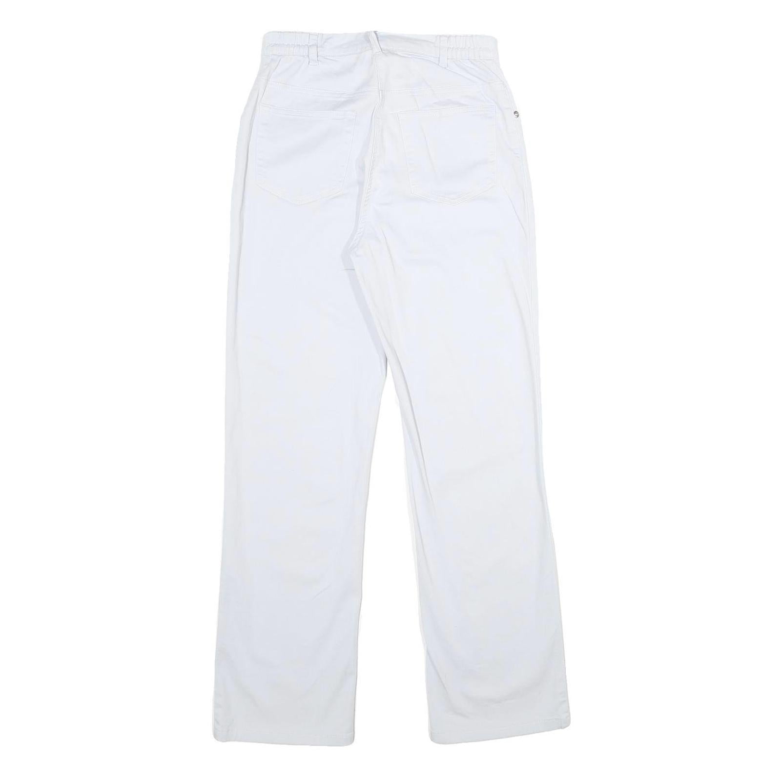 DAMART Womens White Regular Fit Straight Leg Cotton Blend Trousers W26 L29