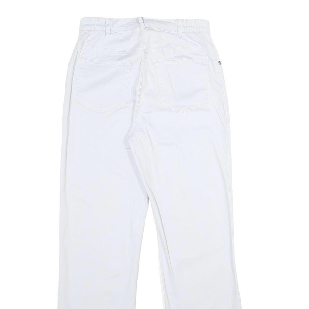 DAMART Womens White Regular Fit Straight Leg Cotton Blend Trousers W26 L29