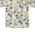 CROFT & BARROW Mens Beige Short Sleeve Floral Palm Tree Polo Shirt S Cotton