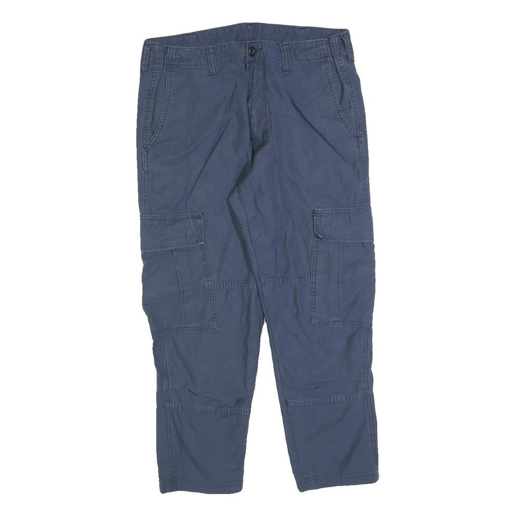 CARHARTT Mens Slim Blue Cargo Trousers W34 L26 Casual Workwear Zip Closure