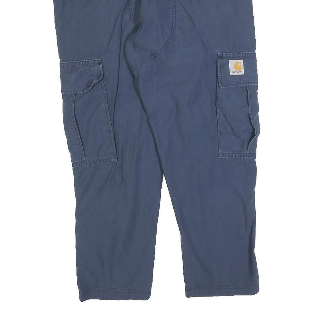 CARHARTT Mens Slim Blue Cargo Trousers W34 L26 Casual Workwear Zip Closure