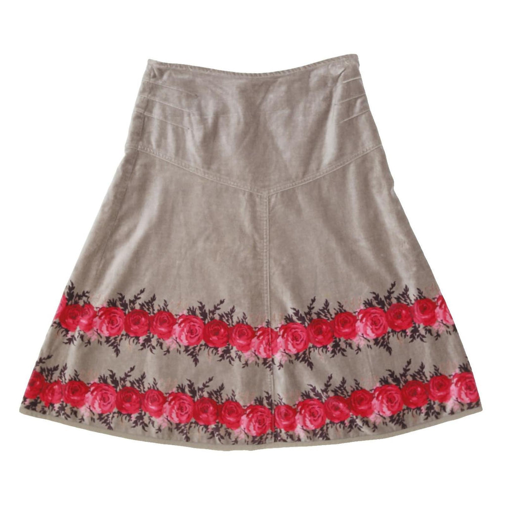 LAURA ASHLEY Womens Beige & Red Floral A-Line Knee Length Cotton Skirt UK 10