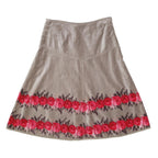 LAURA ASHLEY Womens Beige & Red Floral A-Line Knee Length Cotton Skirt UK 10