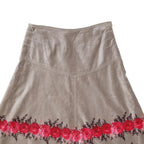 LAURA ASHLEY Womens Beige & Red Floral A-Line Knee Length Cotton Skirt UK 10