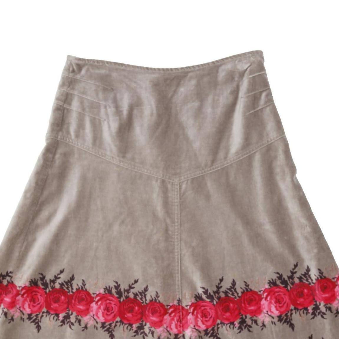 LAURA ASHLEY Womens Beige & Red Floral A-Line Knee Length Cotton Skirt UK 10