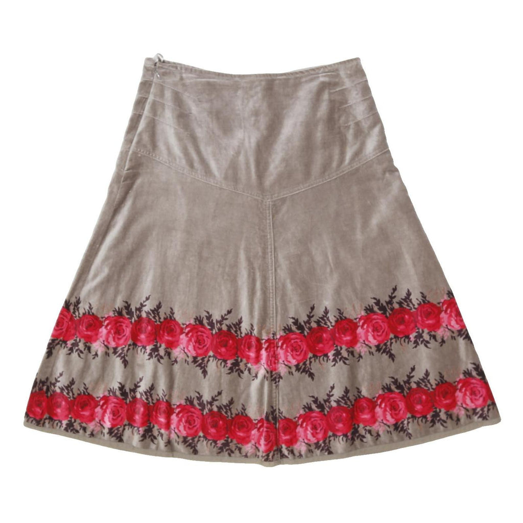 LAURA ASHLEY Womens Beige & Red Floral A-Line Knee Length Cotton Skirt UK 10