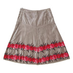 LAURA ASHLEY Womens Beige & Red Floral A-Line Knee Length Cotton Skirt UK 10