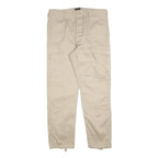 NORMANI Mens Regular Fit Beige Cargo Trousers W36 L32 Cotton Blend Zip Pocketed