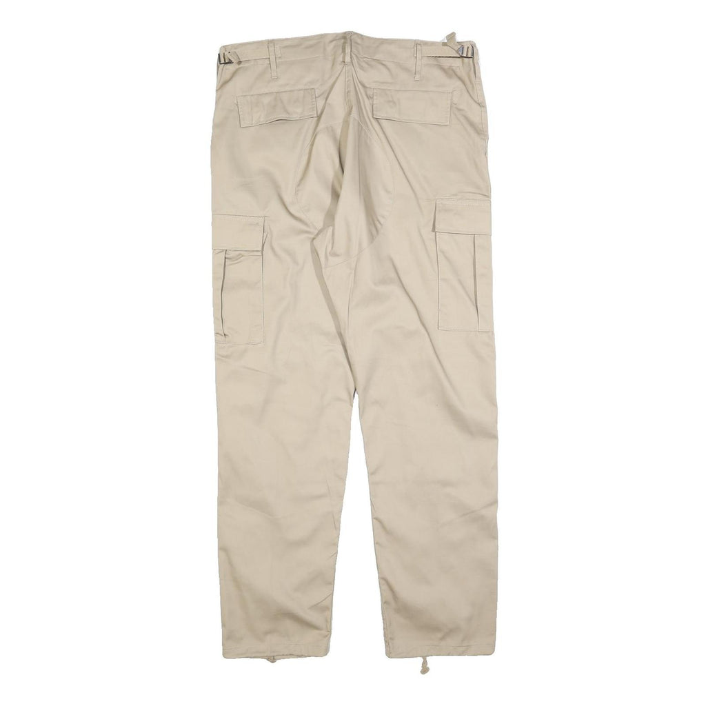 NORMANI Mens Regular Fit Beige Cargo Trousers W36 L32 Cotton Blend Zip Pocketed