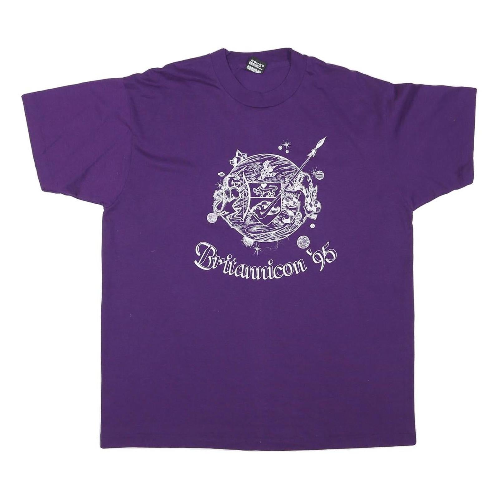 THE BEST Mens Purple Graphic T-Shirt XL Short Sleeve Crew Neck Britannicon 95