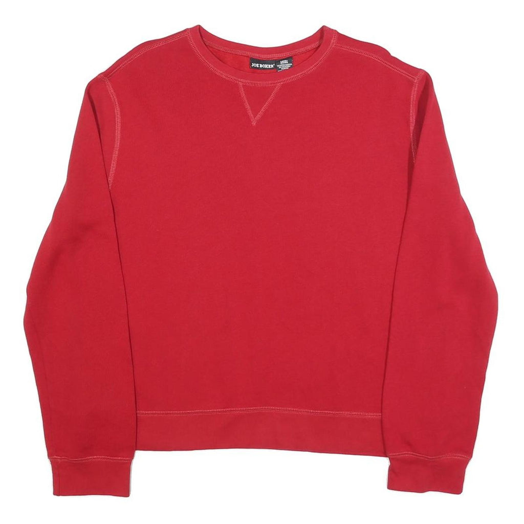 JOE BOXER Womens Red Crew Neck L Sweatshirt Cotton Blend Casual Pullover