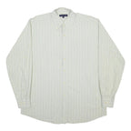TOMMY HILFIGER Mens Cream & Beige Striped Shirt L Button-Down Collar Cotton