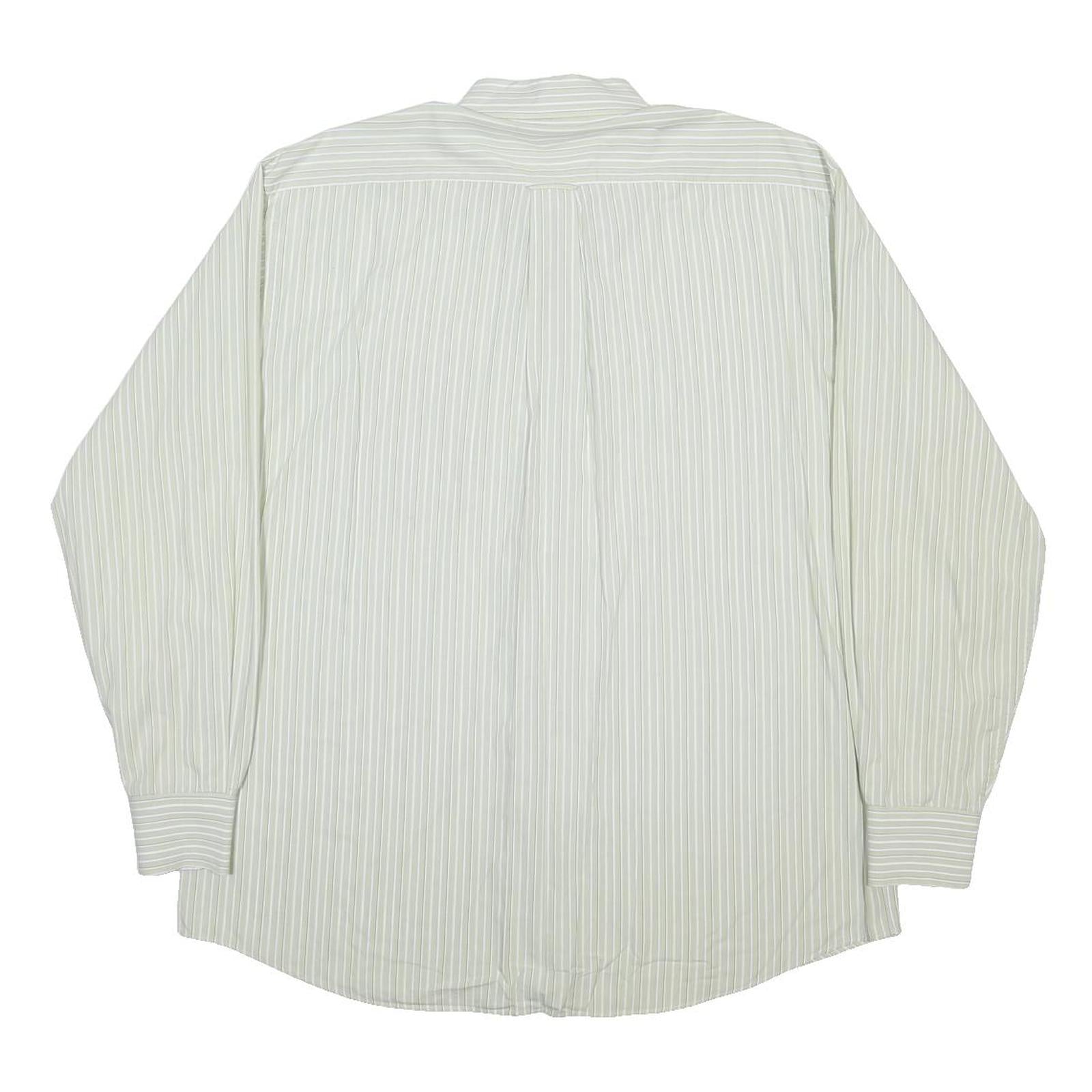 TOMMY HILFIGER Mens Cream & Beige Striped Shirt L Button-Down Collar Cotton
