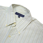 TOMMY HILFIGER Mens Cream & Beige Striped Shirt L Button-Down Collar Cotton