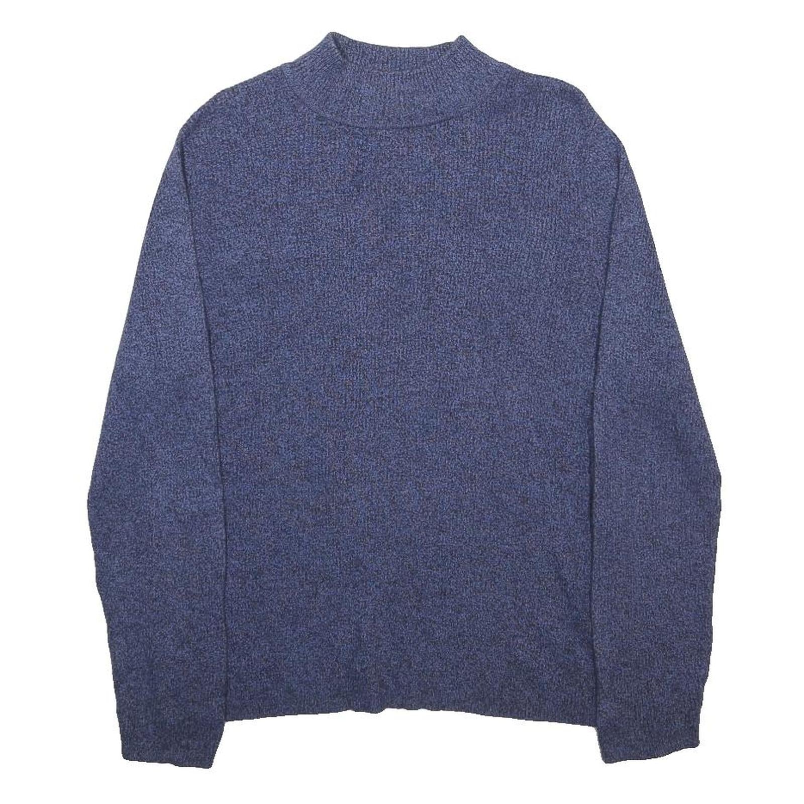 KAREN SCOTT Mens Blue Plain Pullover Jumper Crew Neck Basic Knit L Cotton
