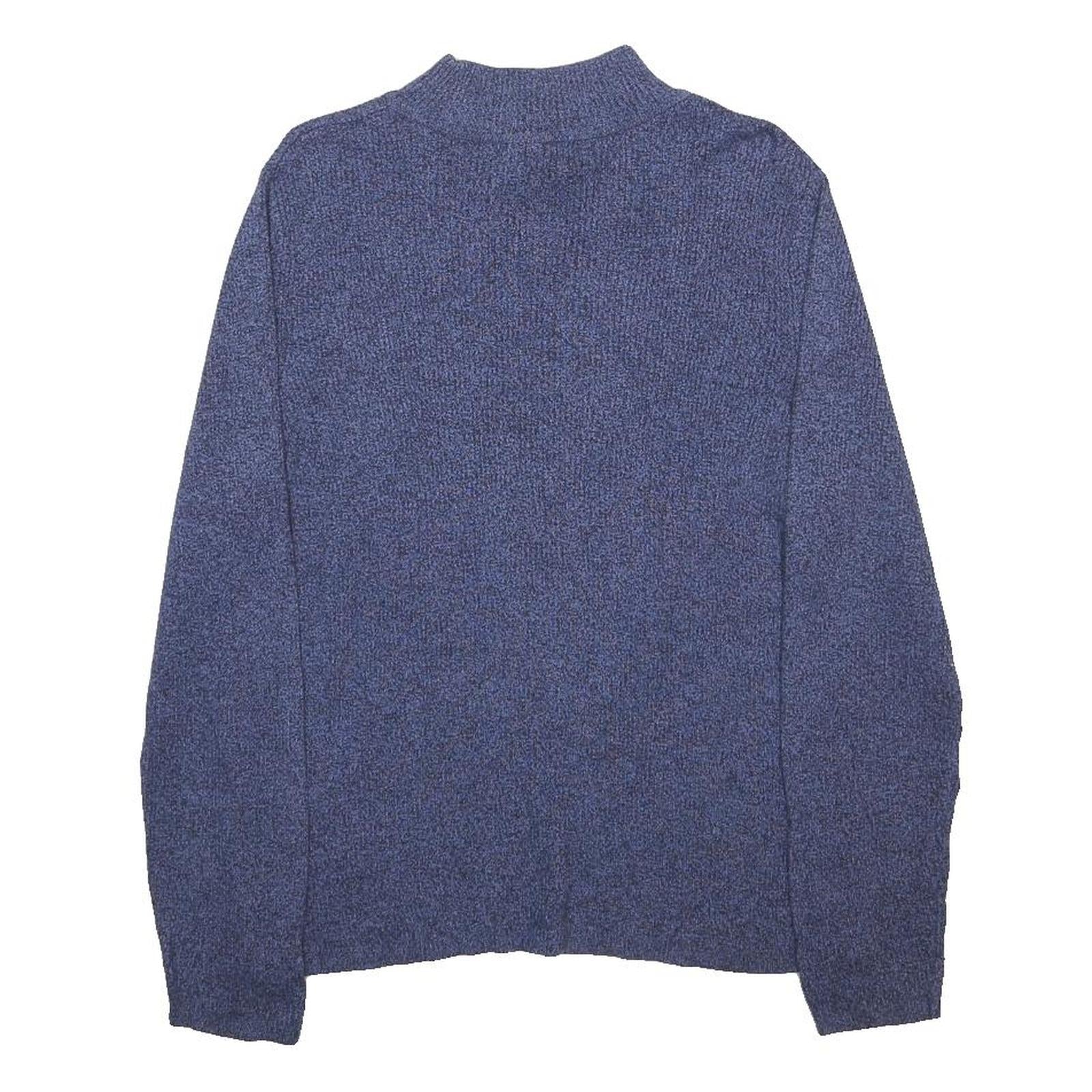 KAREN SCOTT Mens Blue Plain Pullover Jumper Crew Neck Basic Knit L Cotton