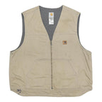 CARHARTT Mens Beige Cotton Workwear Jacket 2XL Zip Front Durable Vest
