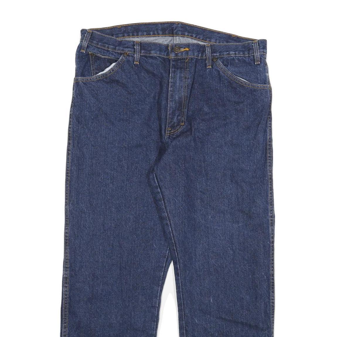 DICKIES Mens Regular Fit Blue Denim Jeans W36 L29 Classic Zip Closure