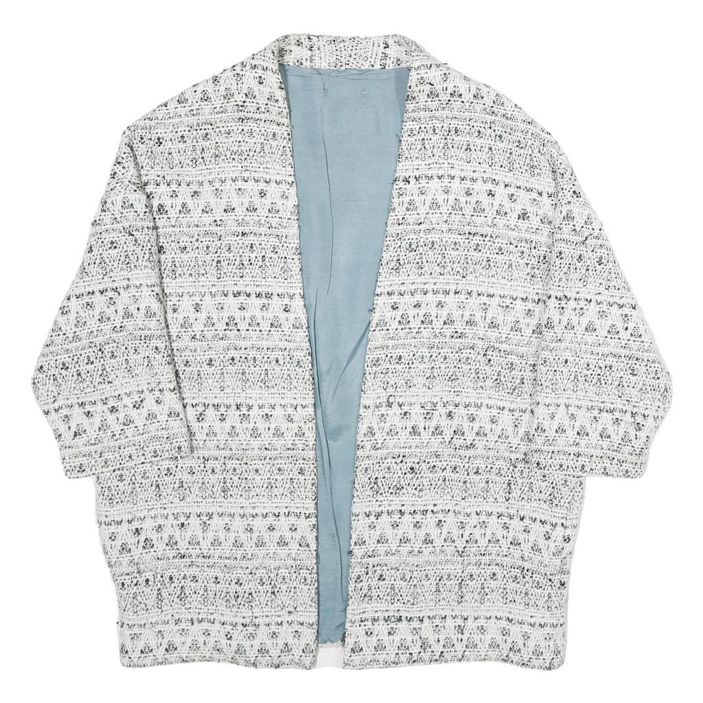 Womens White Black Pattern Cotton Blend Casual XL Woven Jacket Relaxed Fit