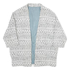 Womens White Black Pattern Cotton Blend Casual XL Woven Jacket Relaxed Fit