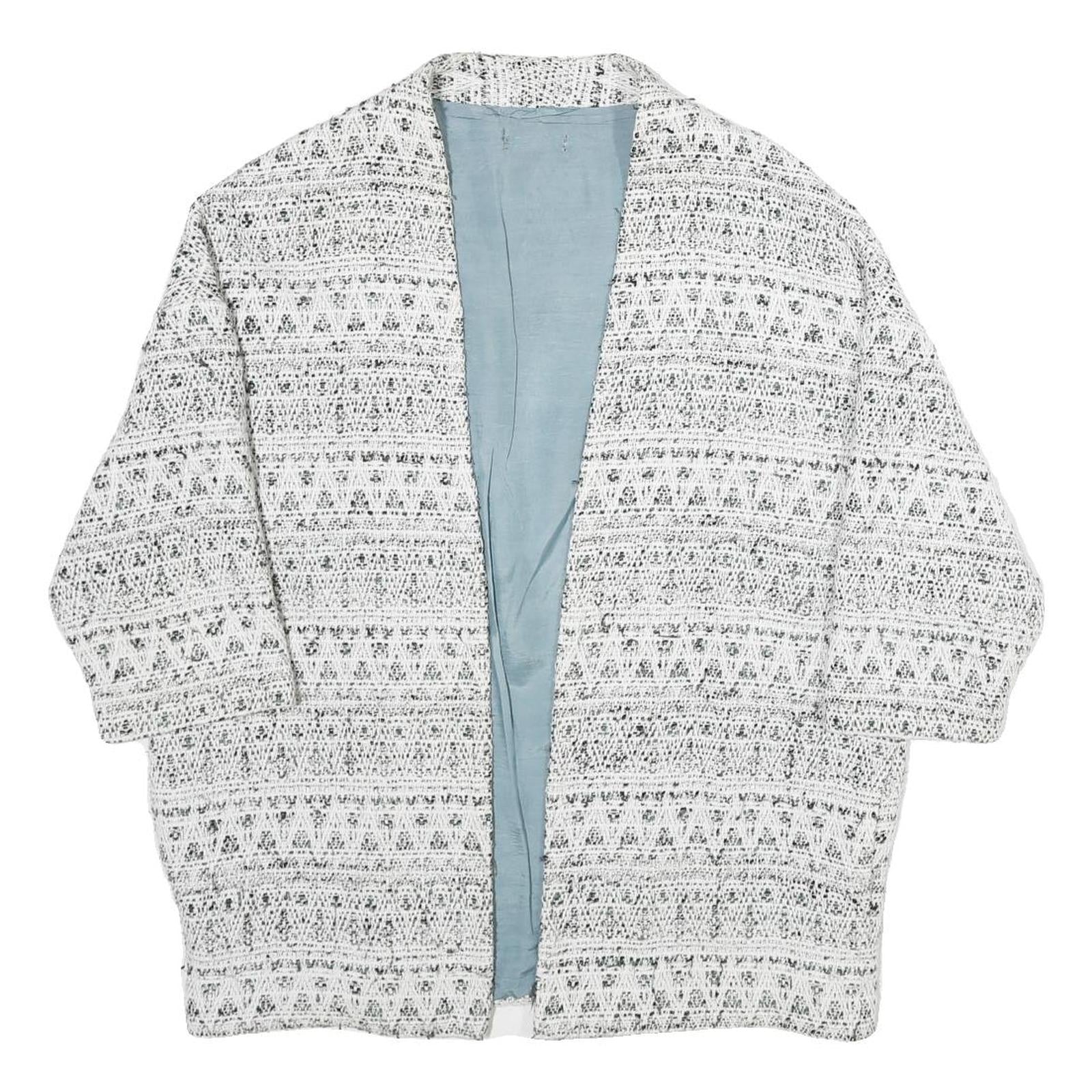 Womens White Black Pattern Cotton Blend Casual XL Woven Jacket Relaxed Fit