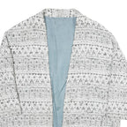 Womens White Black Pattern Cotton Blend Casual XL Woven Jacket Relaxed Fit